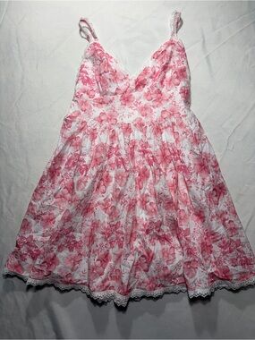 Altar'd State White and Pink Smocked Bodice Top
